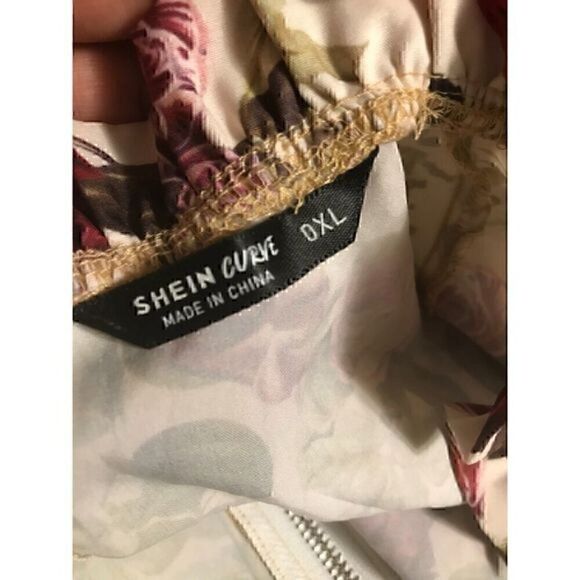 Shein Curve Vintage Flower Floral Zip up Puff sleeve Cropped Top Blouse XL - Picture 7 of 8